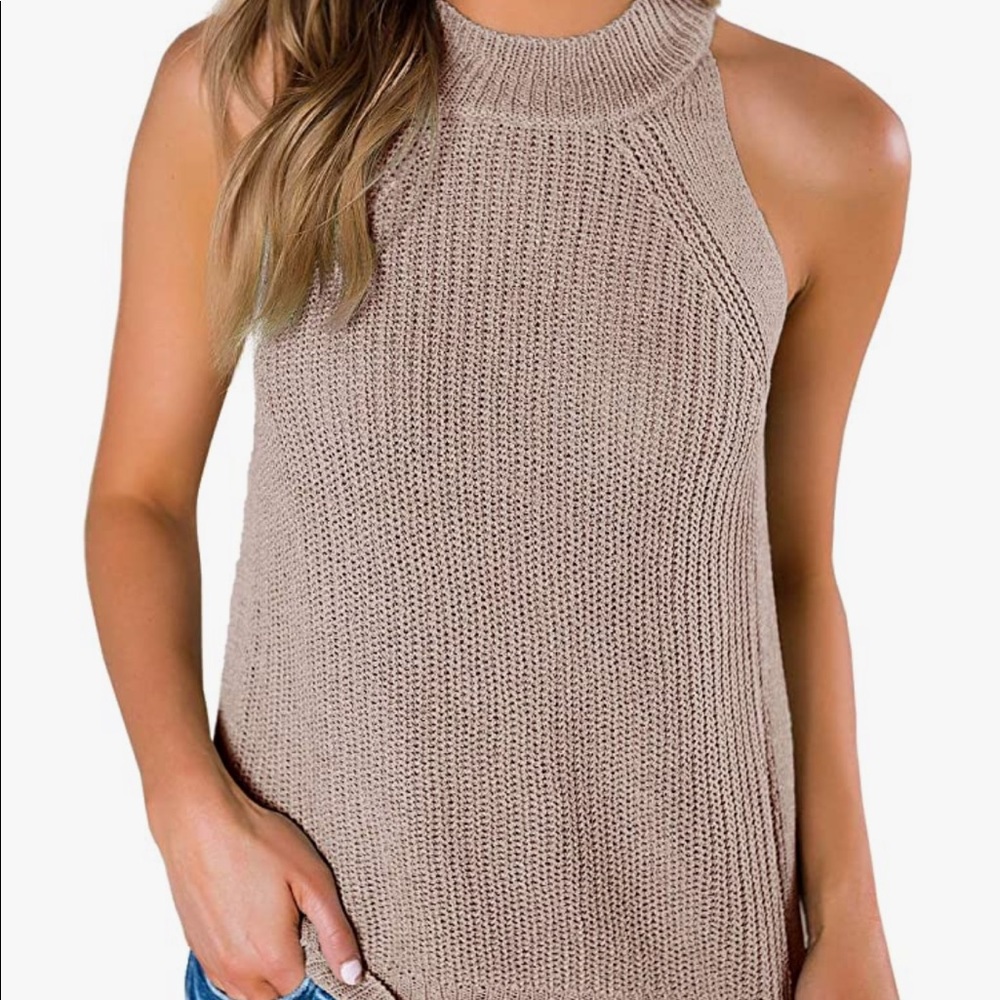 SySea Womens Summer Loose Knit Shirts Sleeveless Halter Neck Sweater Tank Tops